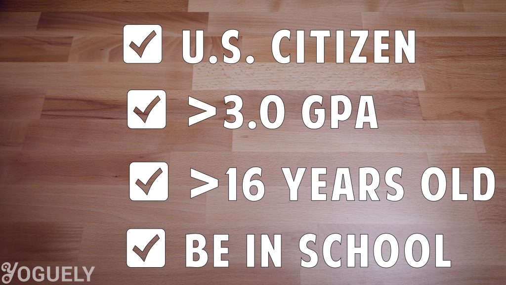Basic requirements for eligibility for a paid NASA high school internship. Student must be enrolled in school. Be a U.S. citizen. Have a GPA greater than 3.0. Be at least 16 years old.