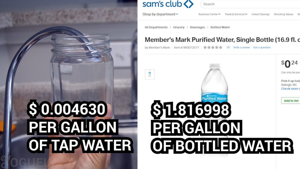 Case study. This yap water cost $0.004630 per gallon. In comparison, this bottled water costs $1.816998 per gallon.