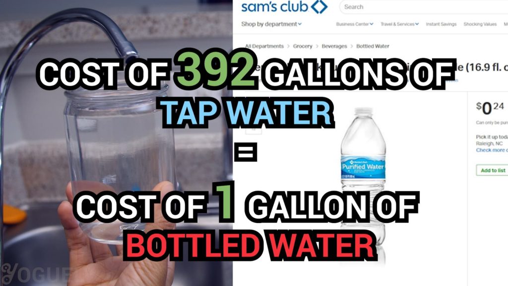 Cost of 392 gallons of tap water is equal to cost of 1 gallon of bottled water.