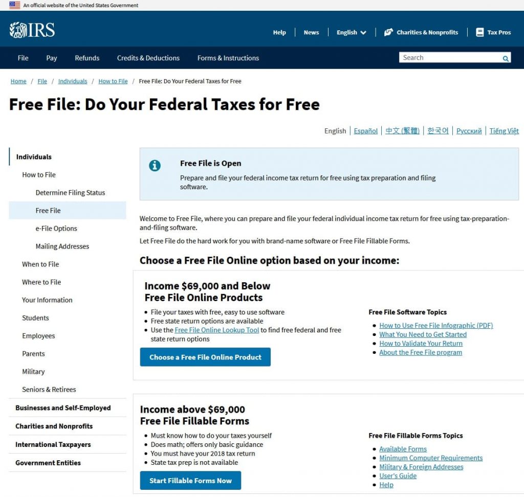 IRS Free File. The way to do your federal taxes for free online.