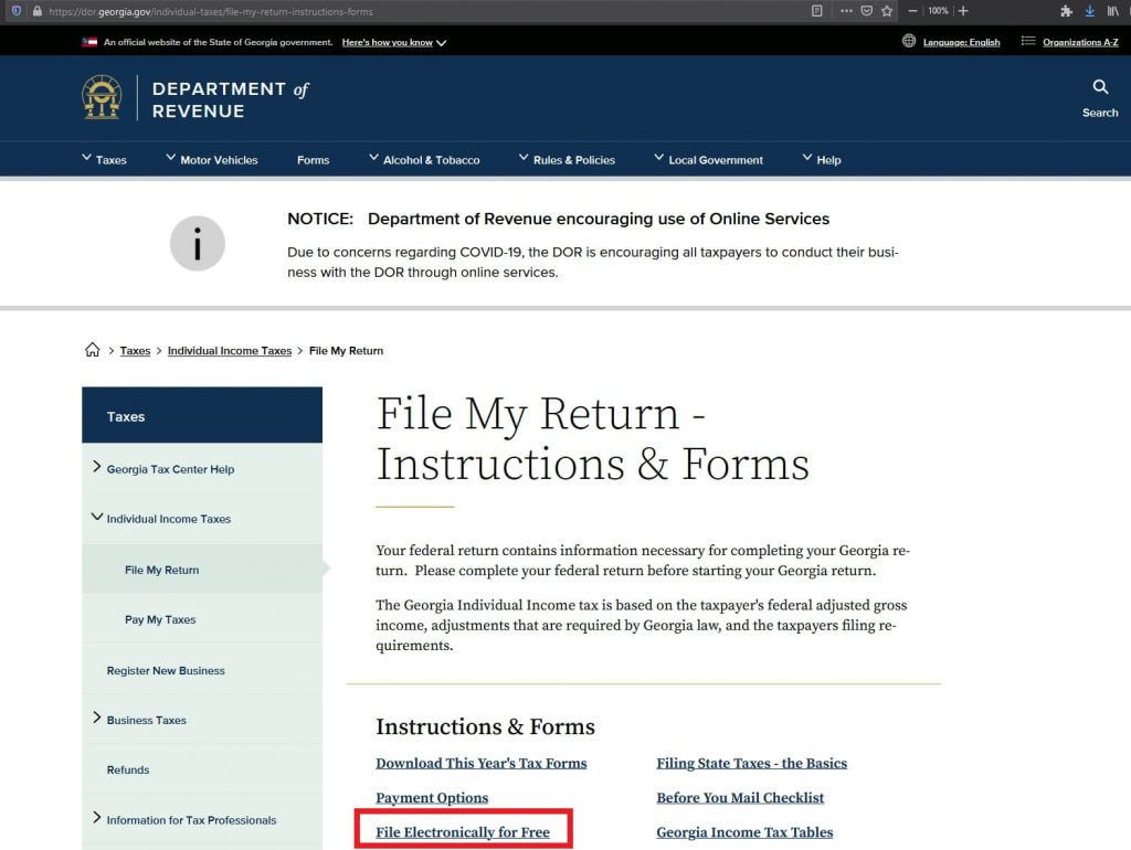 Check for options to file your state tax return for free online through your state's department of revenue tax department website.