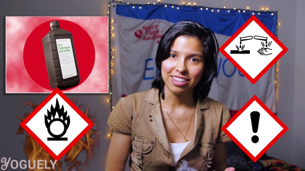 As far as hazards go, hydrogen peroxide is a strong oxidizer. So it may cause a fire or explosion. Furthermore it is corrosive, so it will cause severe skin burns and eye damage. Likewise, it is an irritant and is harmful if inhaled.