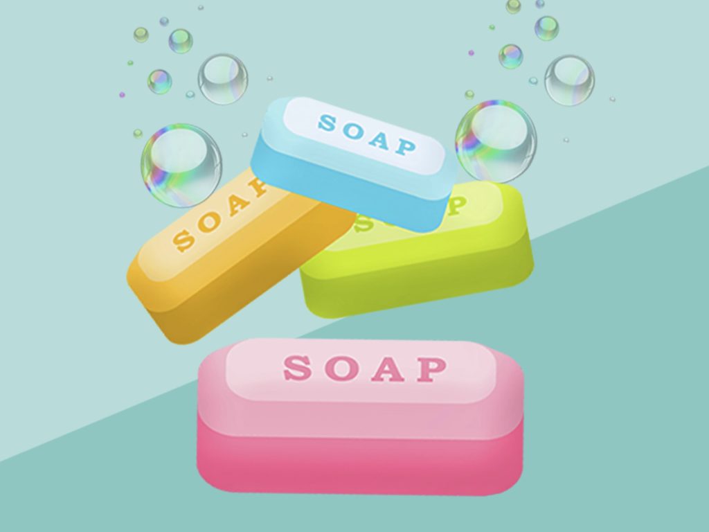 Soap is made by mixing fats and oils with a base.