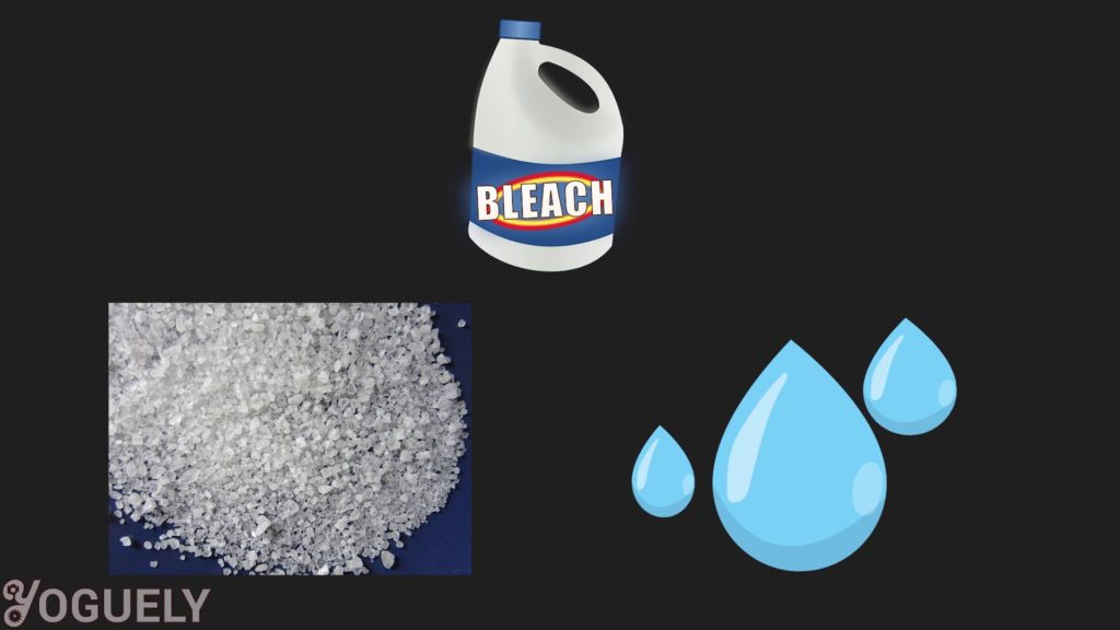 Bleach breaks down into salt and water naturally. This process happens much faster when bleach is exposed to extreme temperatures, light, air, and contaminants.