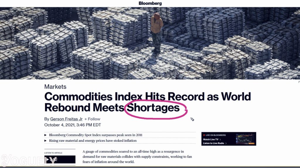 Shortages as Bloomberg Commodities Index hits record high